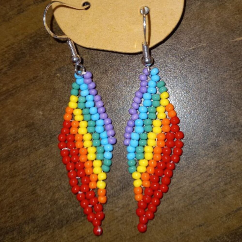 [MADE TO ORDER] 🌈 Handmade Pride Earrings – Diamond Design, Bold Color! 🌈